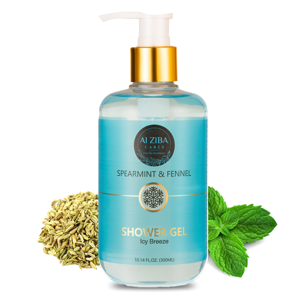 Alziba Cares Spearmint and Fennel Shower Gel 300ml | Shop at CC Hair & Beauty UK
