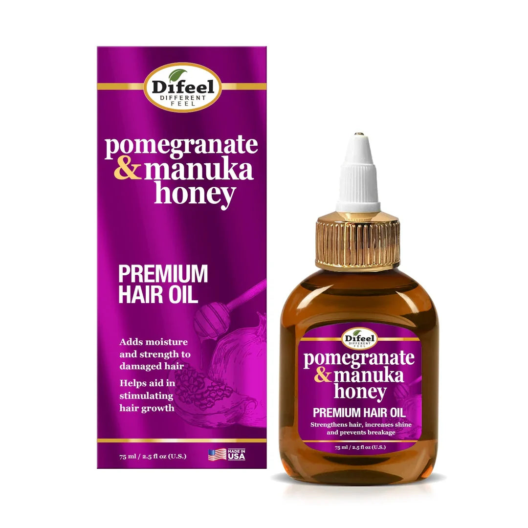 Difeel Pomegranate & Manuka Honey Premium Hair Oil 2.5 oz - product detail | CC Hair & Beauty