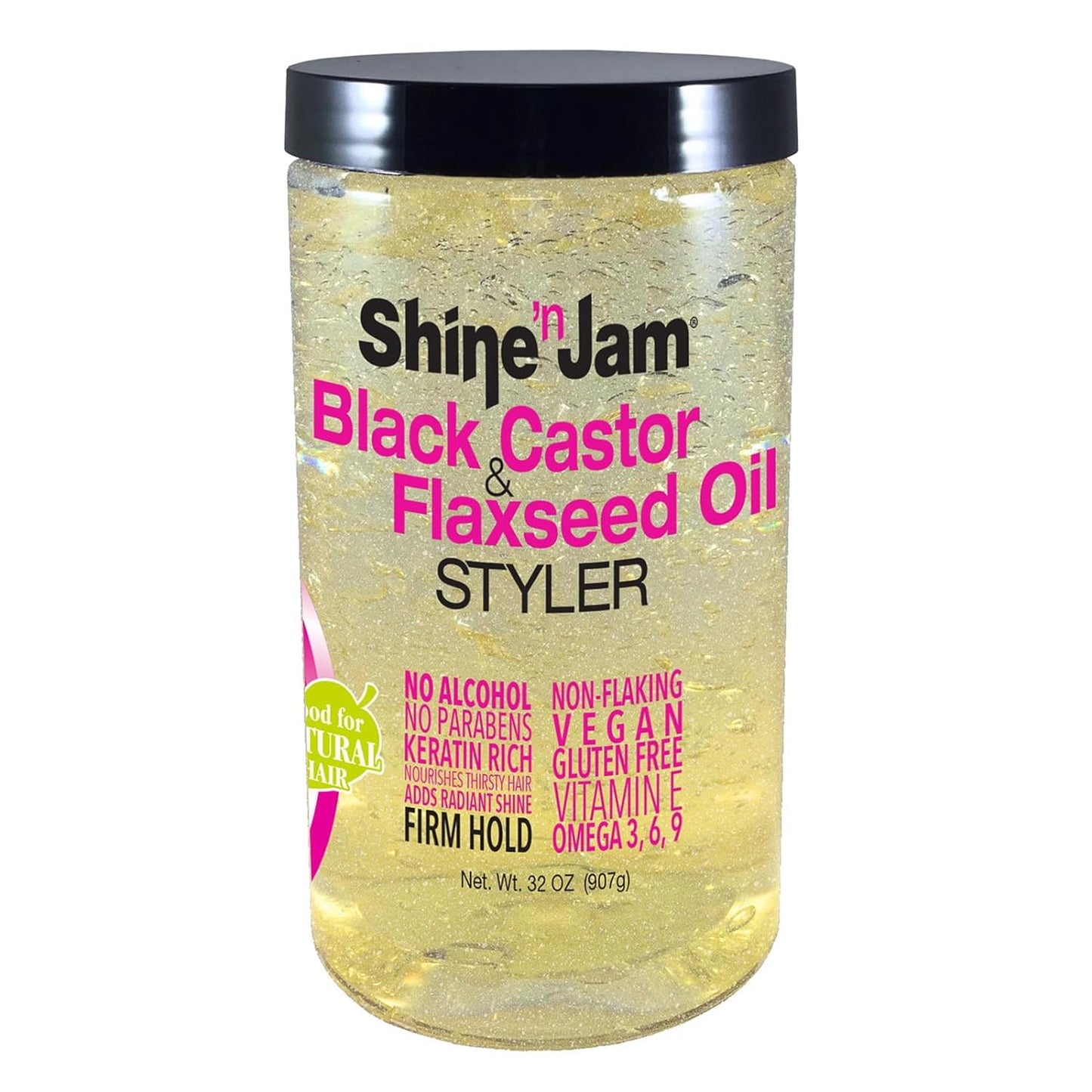 Ampro Shine 'n Jam Black Castor & Flaxseed Oil Styler, 32oz