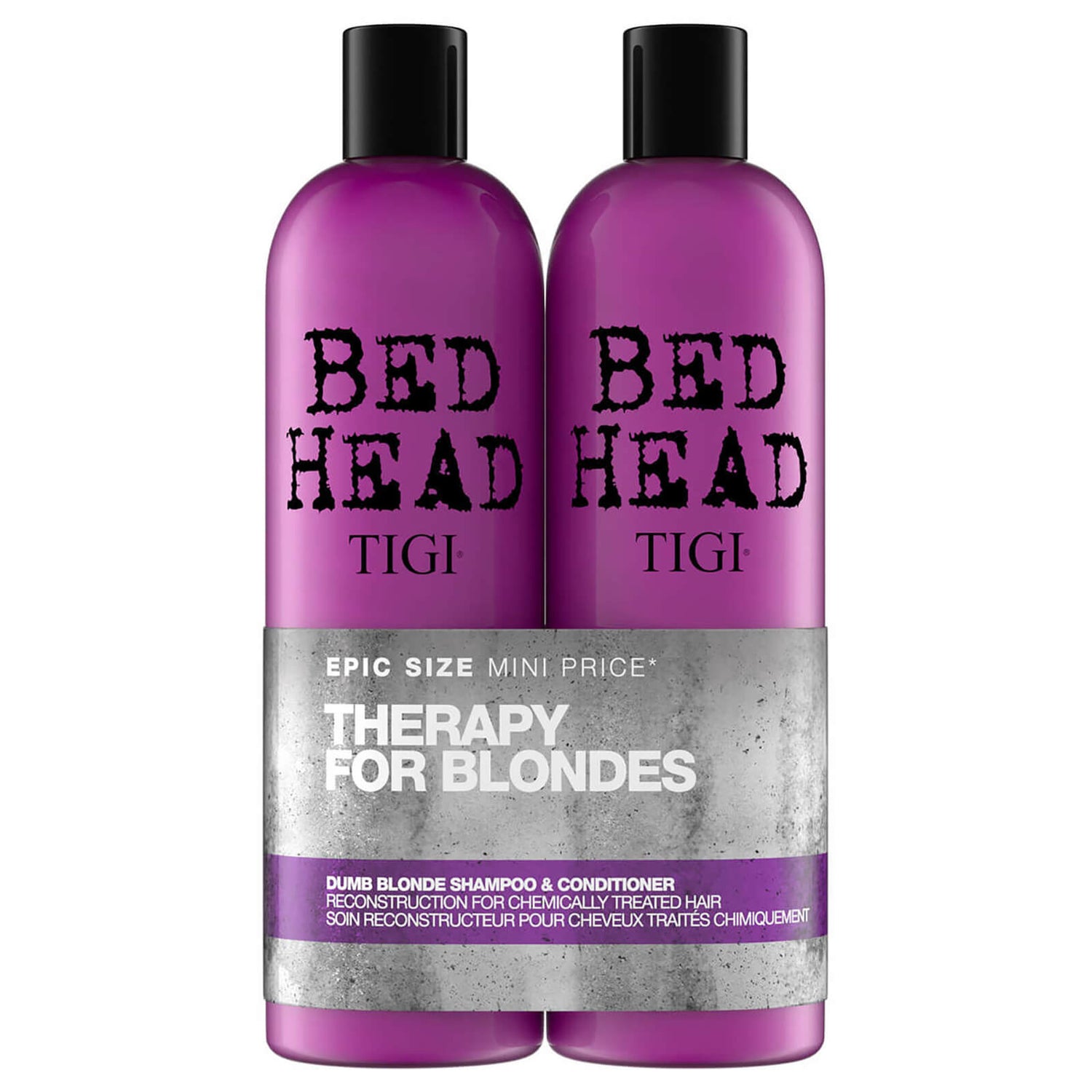 Tigi Bed Head Dumb Blonde Repair Shampoo And Reconstructor For Coloured Hair 2 X 750Ml | Shop at CC Hair & Beauty UK