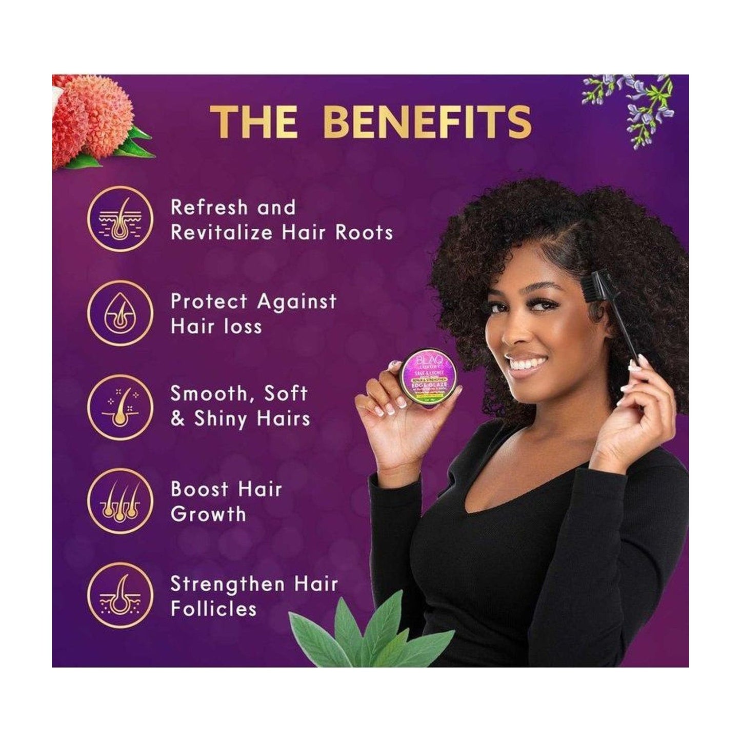 Blaq Luxury Sage & Lychee Repair and Strengt Edge Glaze - 2oz - available online | CC Hair & Beauty UK