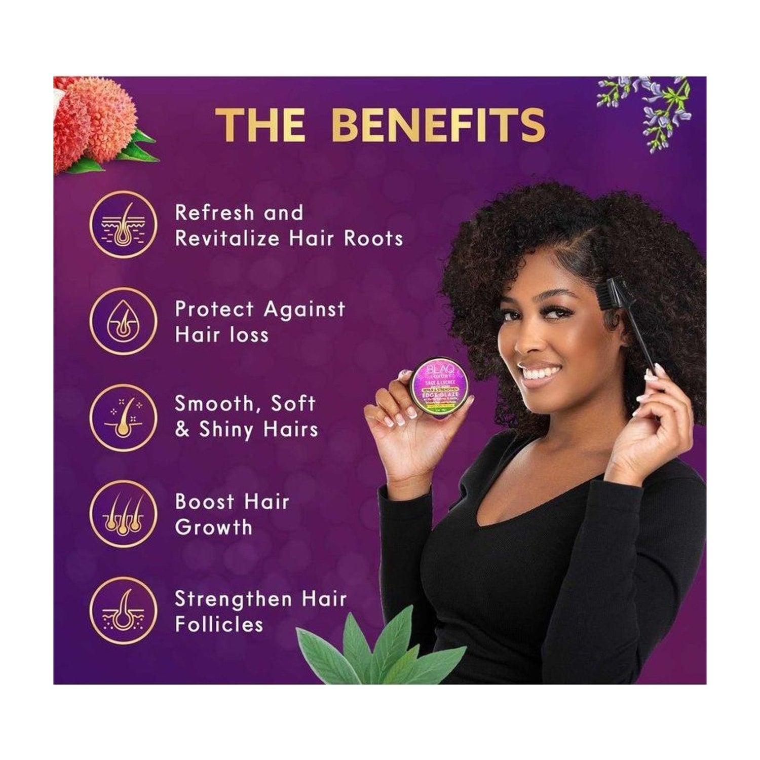 Blaq Luxury Sage & Lychee Repair and Strengt Edge Glaze - 2oz - available online | CC Hair & Beauty UK