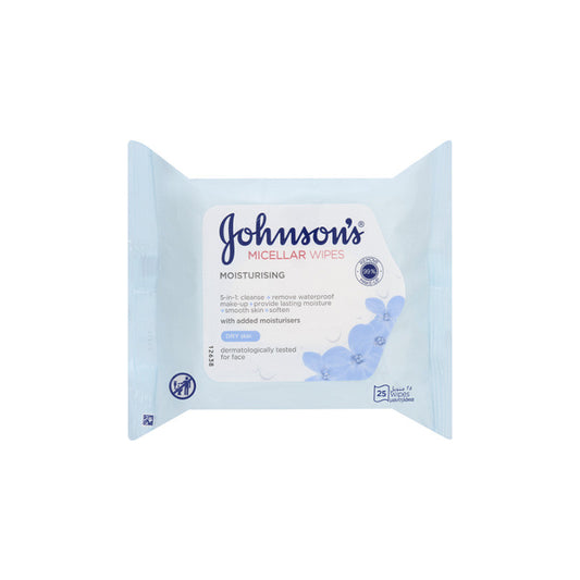 Johnson’s Cleansing Facial Micellar Wipes, Moisturising, Dry Skin, Pack Of 25 Wipes