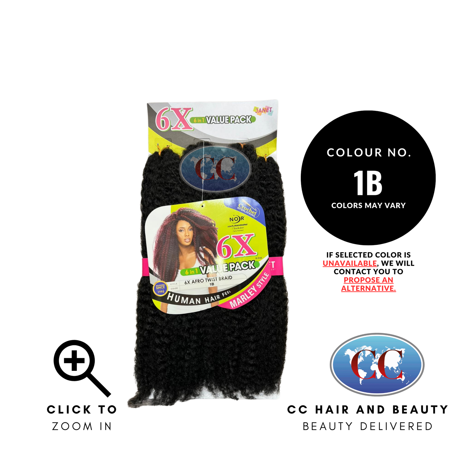 Janet Noir 6X Afro Twist Braid 6 In 1 Value Pack | CC Hair & Beauty UK