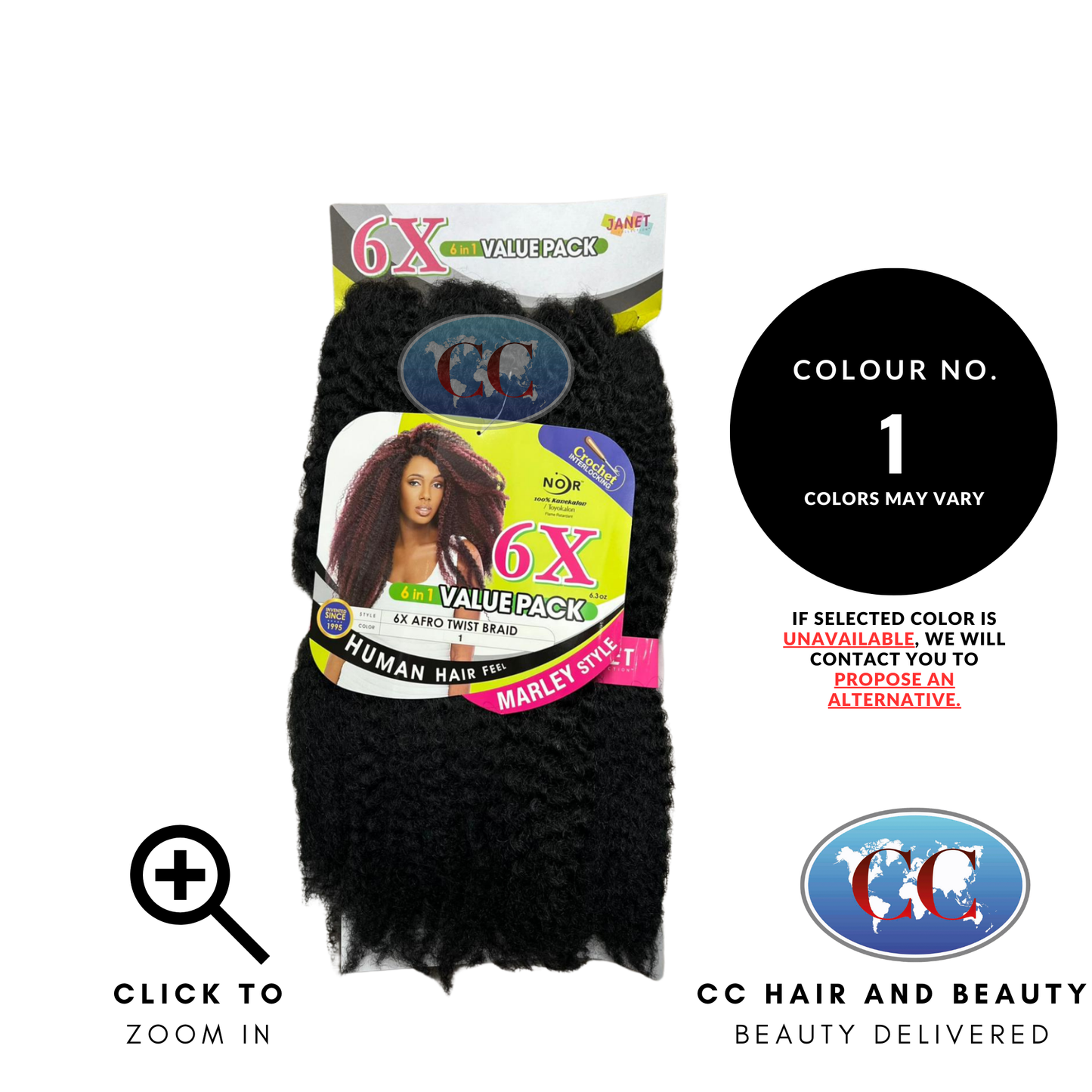 Janet Noir 6X Afro Twist Braid 6 In 1 Value Pack | CC Hair & Beauty UK