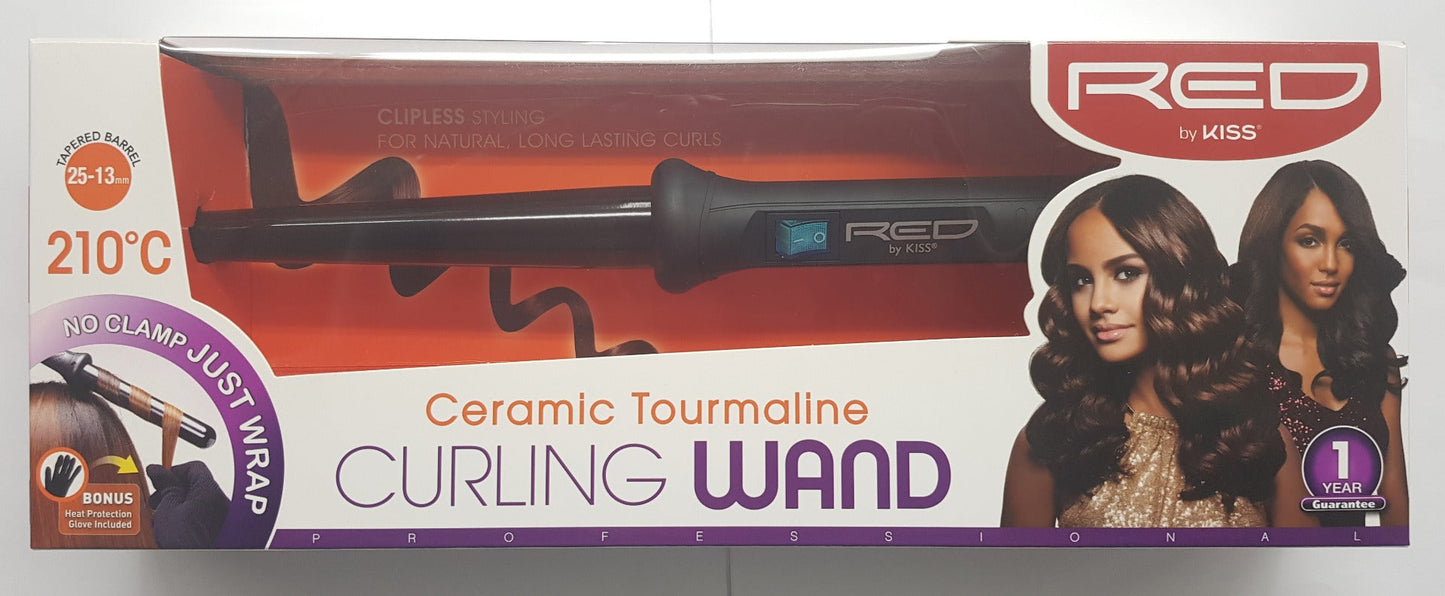 Red By Kiss Ceramic Tourmaline Curling Wand  Ciw03Gb | Shop at CC Hair & Beauty UK