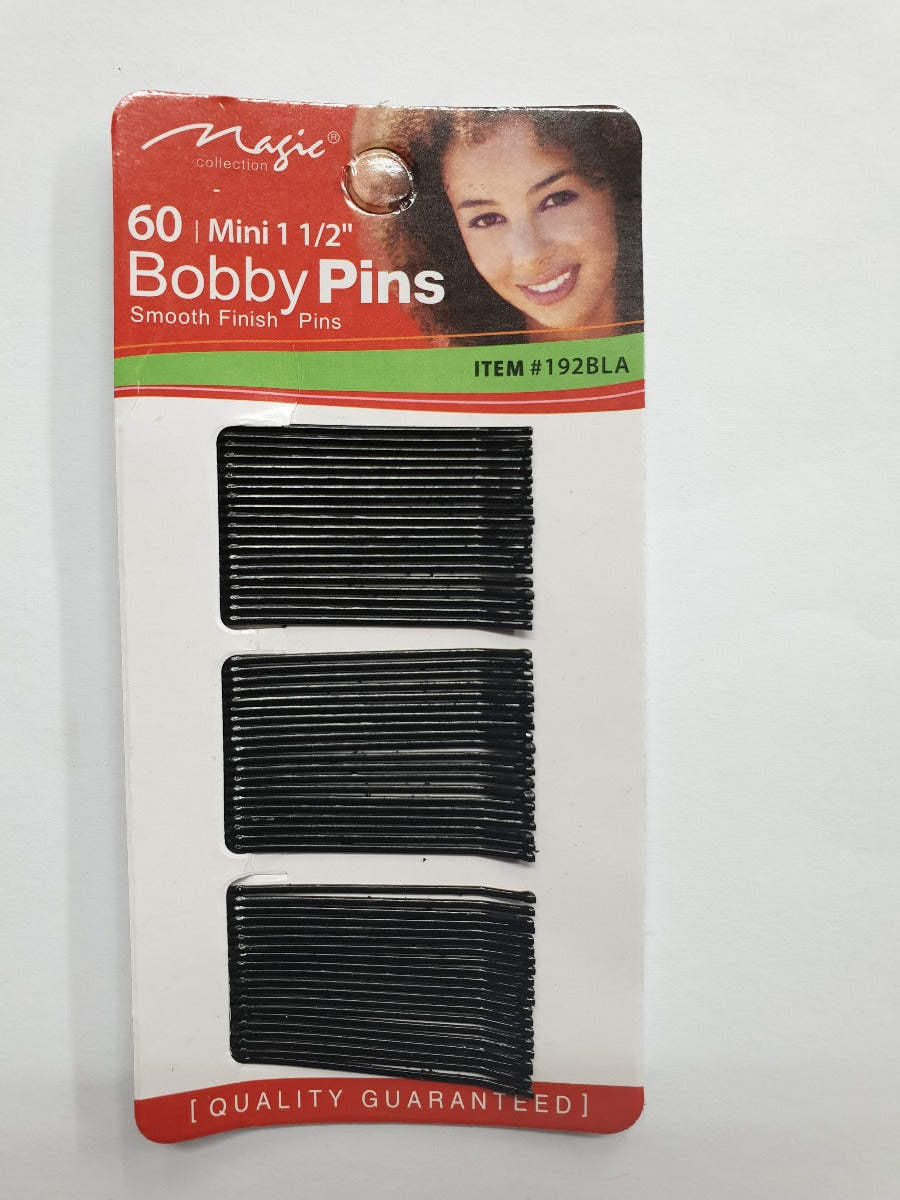 Magic Collection 60 Mini 1 1-2" Black Bobby Pins Item#192Bla | Shop at CC Hair & Beauty UK