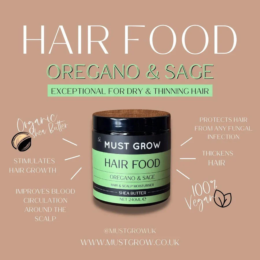 Must Grow Hair Food Oregano & Sage Hair & Scalp Moisturiser -240ml - product detail | CC Hair & Beauty