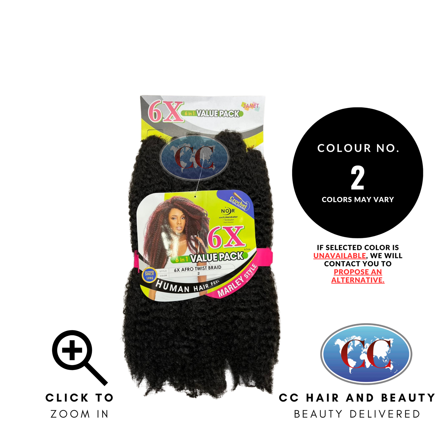 Janet Noir 6X Afro Twist Braid 6 In 1 Value Pack | CC Hair & Beauty UK