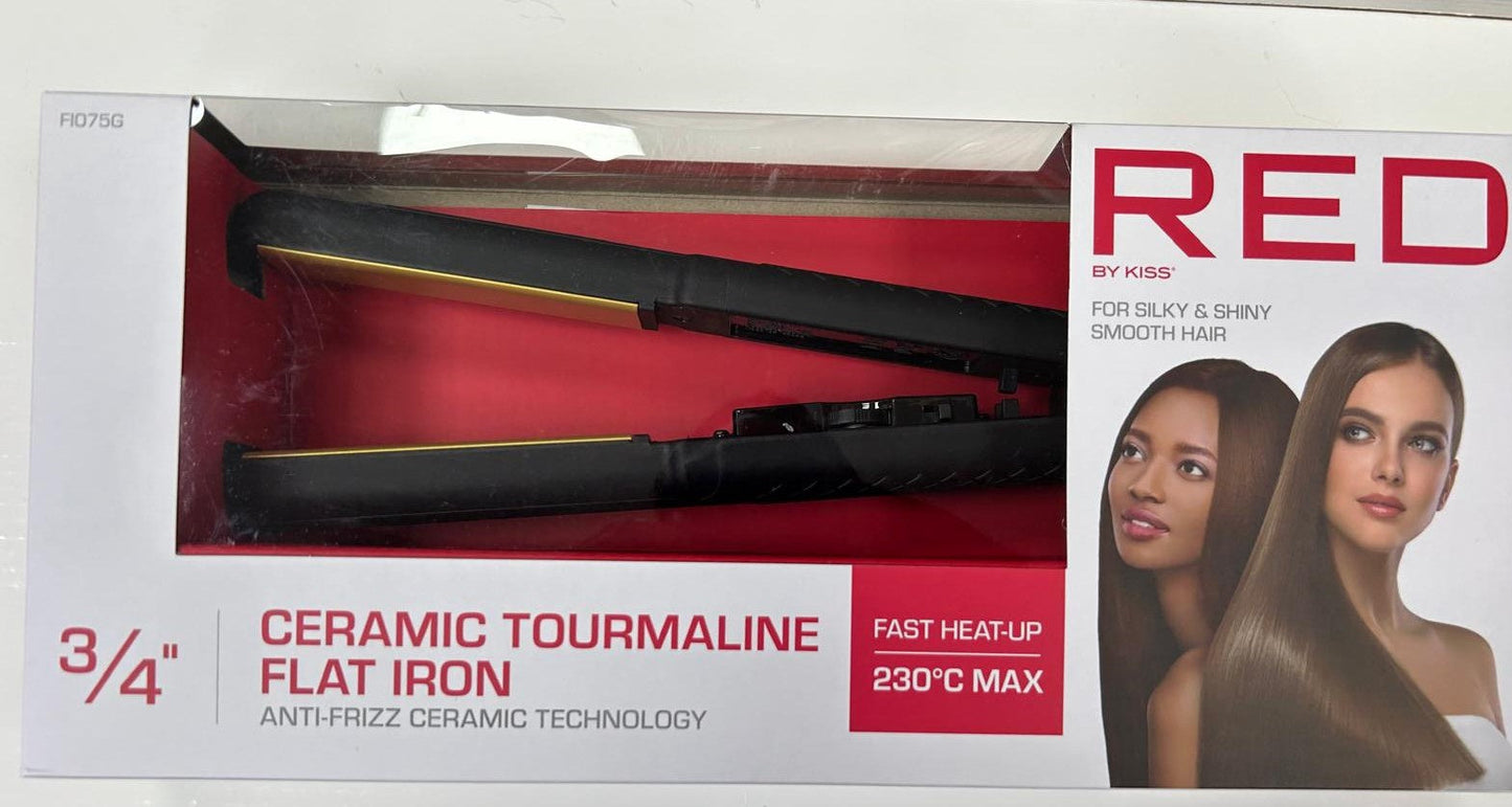 Red By Kiss 3/4"Ceramic Tourmaline Flat Iron - product detail | CC Hair & Beauty