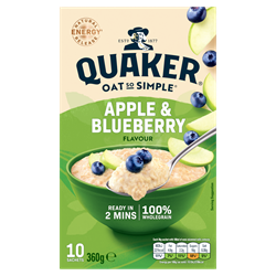 Quaker Oat So Simple Apple & Blueberry Porridge Sachets 10x36g 360g