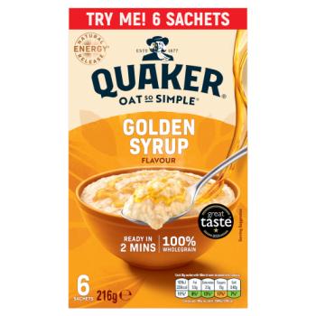 Quaker Oat So Simple Golden Syrup Porridge Sachets 6 x 36g 216g