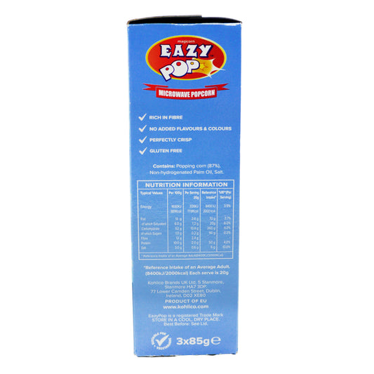 Eazypop Microwave Popcorn Salted 3pk 3x85g