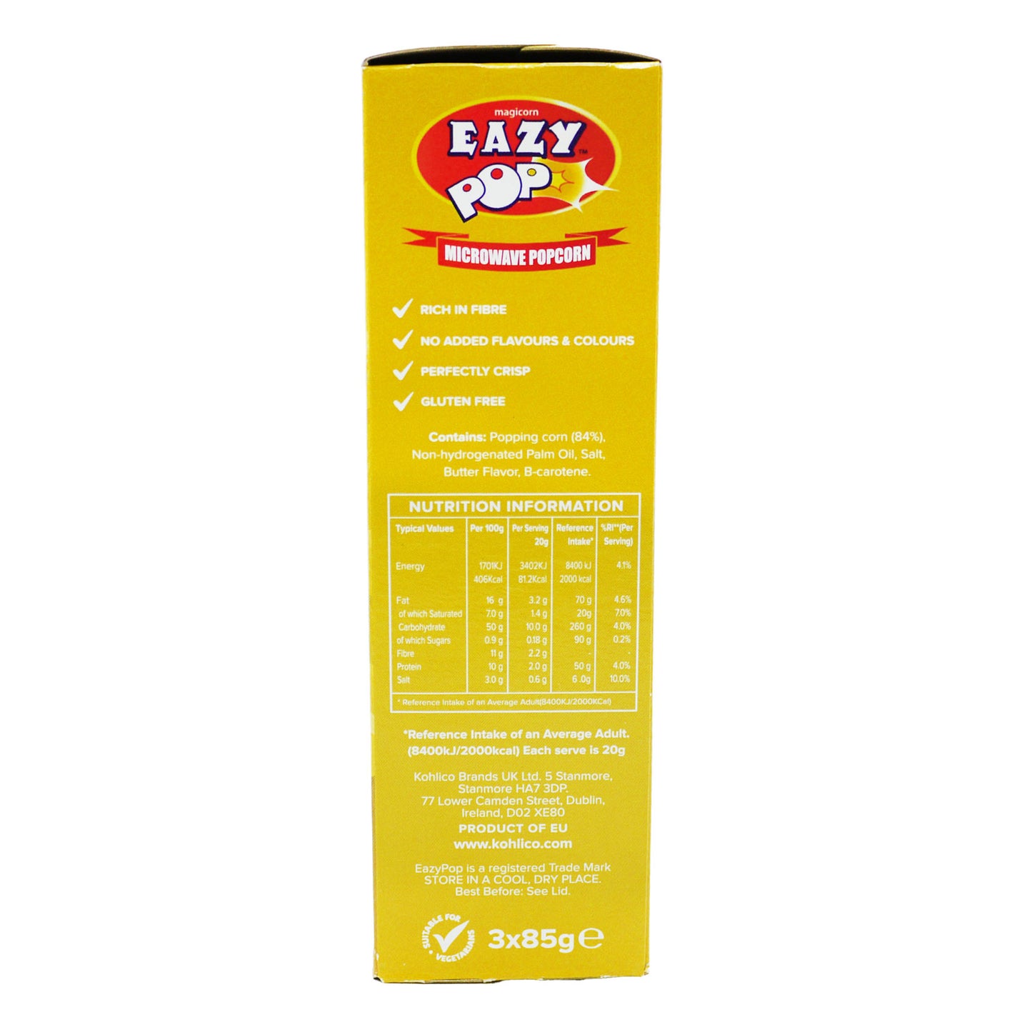 Eazypop Microwave Popcorn Butter 3pk 3x85g