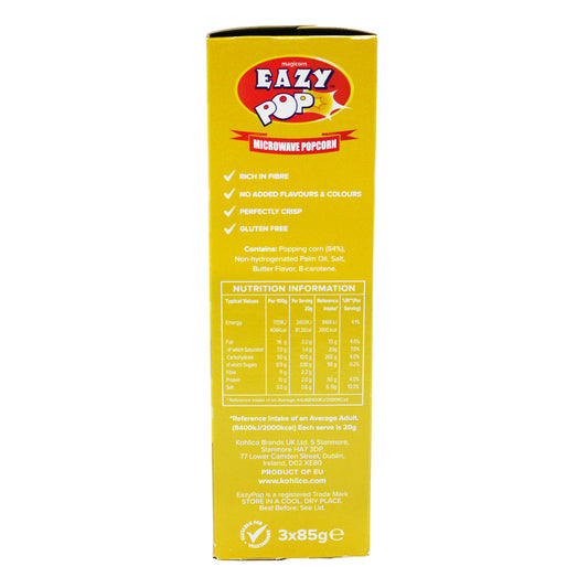 Eazypop Microwave Popcorn Butter 3pk 3x85g