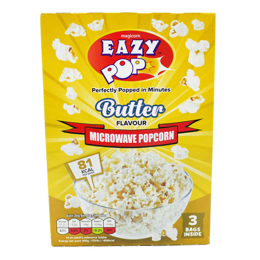 Eazypop Microwave Popcorn Butter 3pk 3x85g
