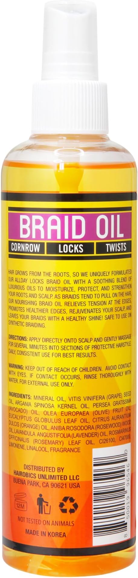 AllDay Locks Braid Oil Soothes, Moisturizes Dry & Itchy Scalp 8 oz - product detail | CC Hair & Beauty