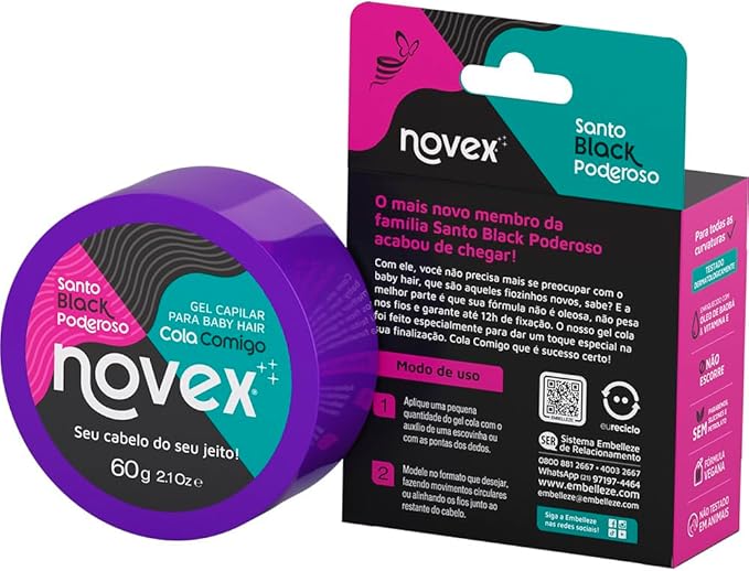 Novex Gel Modelador Cola Comigo Novex Santo Black Poderoso 2.1oz | CC Hair & Beauty Leeds
