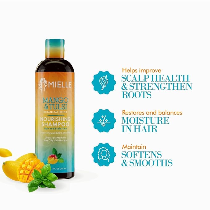 Mielle Organics Mango & Tulsi Nourishing Hair Shampoo 12oz | CC Hair & Beauty UK