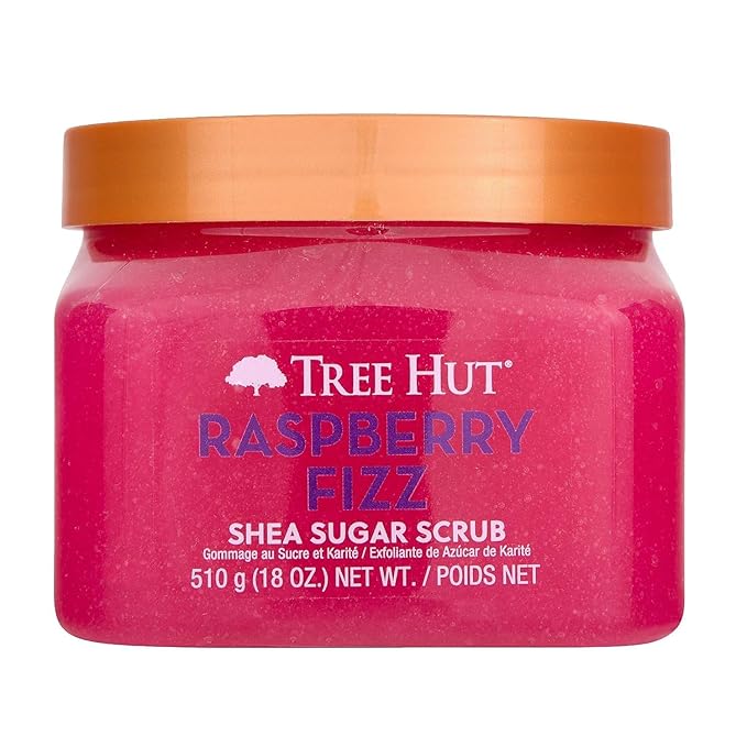 Tree Hut Raspberry Fizz Body Scrub, Exfoliating & Hydrating Sugar Scrub 18oz
