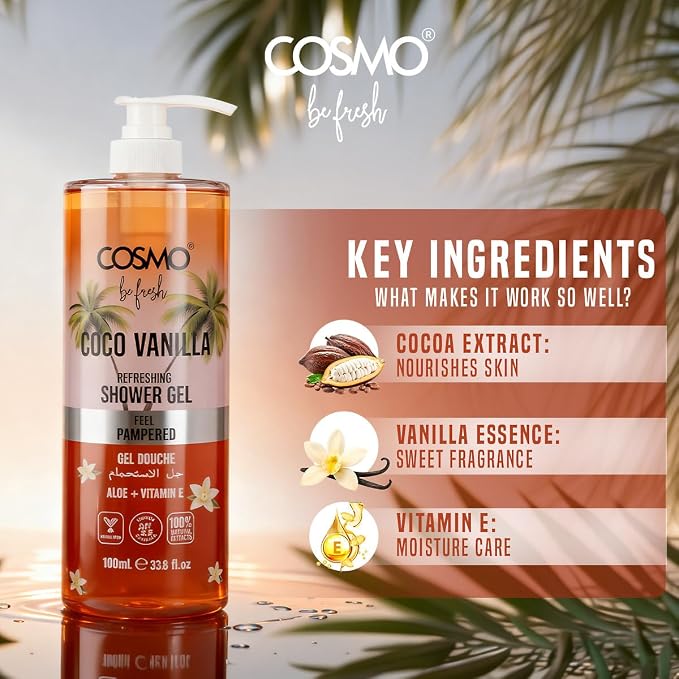 Cosmo Be Fresh Cocoa Vanilla Shower Gel with Aloe & Vitamin E 1000ml - view 5