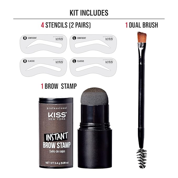 Kiss New York Instant Brow Stamp and Stencil Kit Powder Stamp Eyebrow Shaping Kit | CC Hair & Beauty UK
