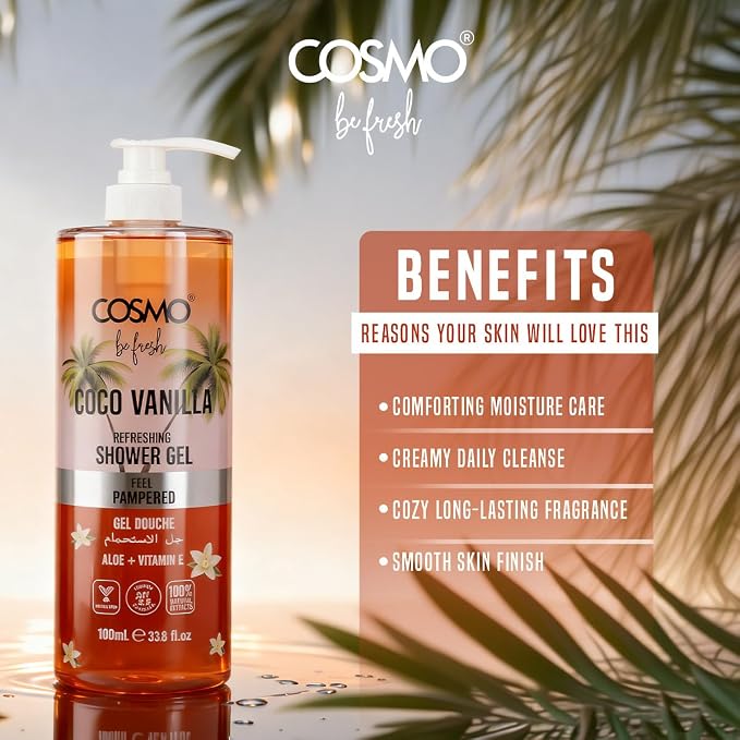 Cosmo Be Fresh Cocoa Vanilla Shower Gel with Aloe & Vitamin E 1000ml - view 6