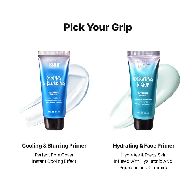 KISS NEW YORK Professional Face Primer Cooling ,Blurring & Hydrating Grip 30ml | CC Hair & Beauty UK