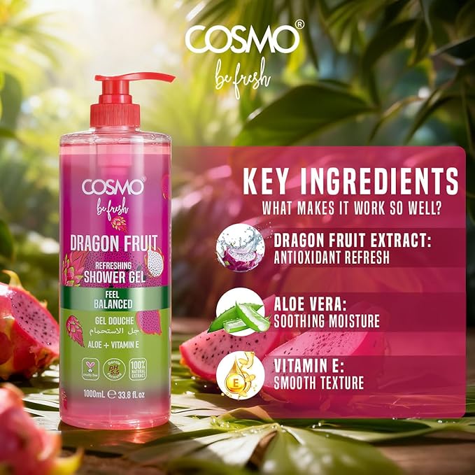 Cosmo Be Fresh Dragon Fruit Shower Gel with Aloe & Vitamin E 1000ml - view 5