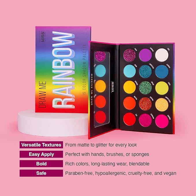KISS NEW YORK Professional Shadow Palette - Draw Me A Rainbow | CC Hair & Beauty UK