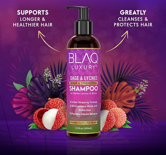 Blaq Luxury Sage & Lychee Repair & Strenghten Shampoo 355ml - view 3