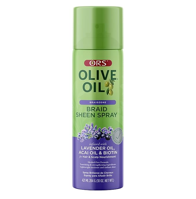 ORS Olive Oil Braid Sheen Spray with Lavender, Acai & Biotin for Hair & Scalp Nourishment 10oz | CC Hair & Beauty UK