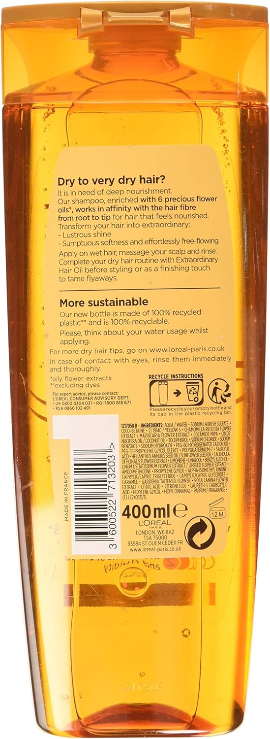 L'Oréal Elvive Extraordinary Oil Shampoo for Dry Hair 400ml - available online | CC Hair & Beauty UK