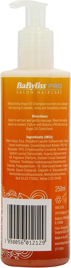 Babyliss Pro Argan Oil Deep Moisturising Shampoo 250ml - product detail | CC Hair & Beauty