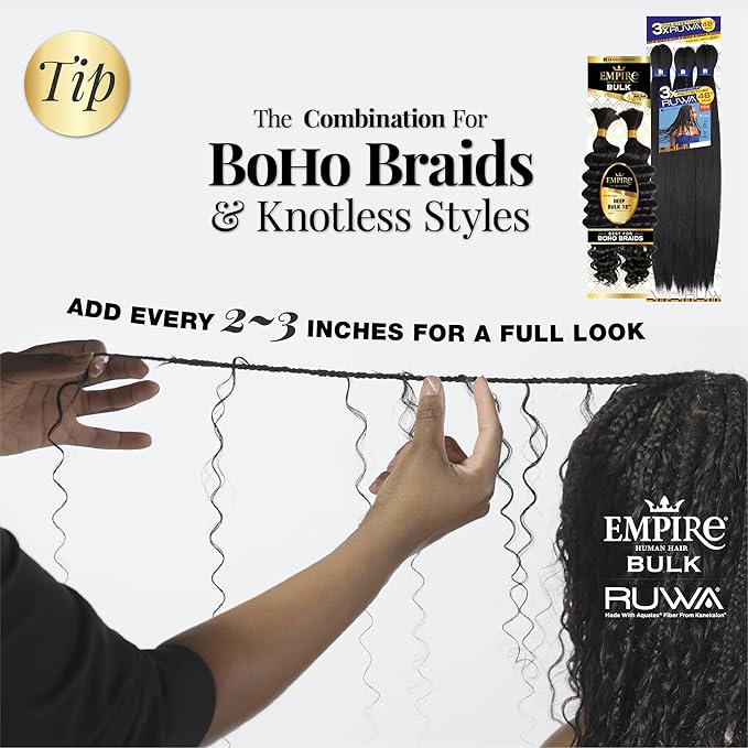Sensationnel Empire Bulk Hair Braiding Deep Bulk Human Hair Boho Braids 18"22" - view 4