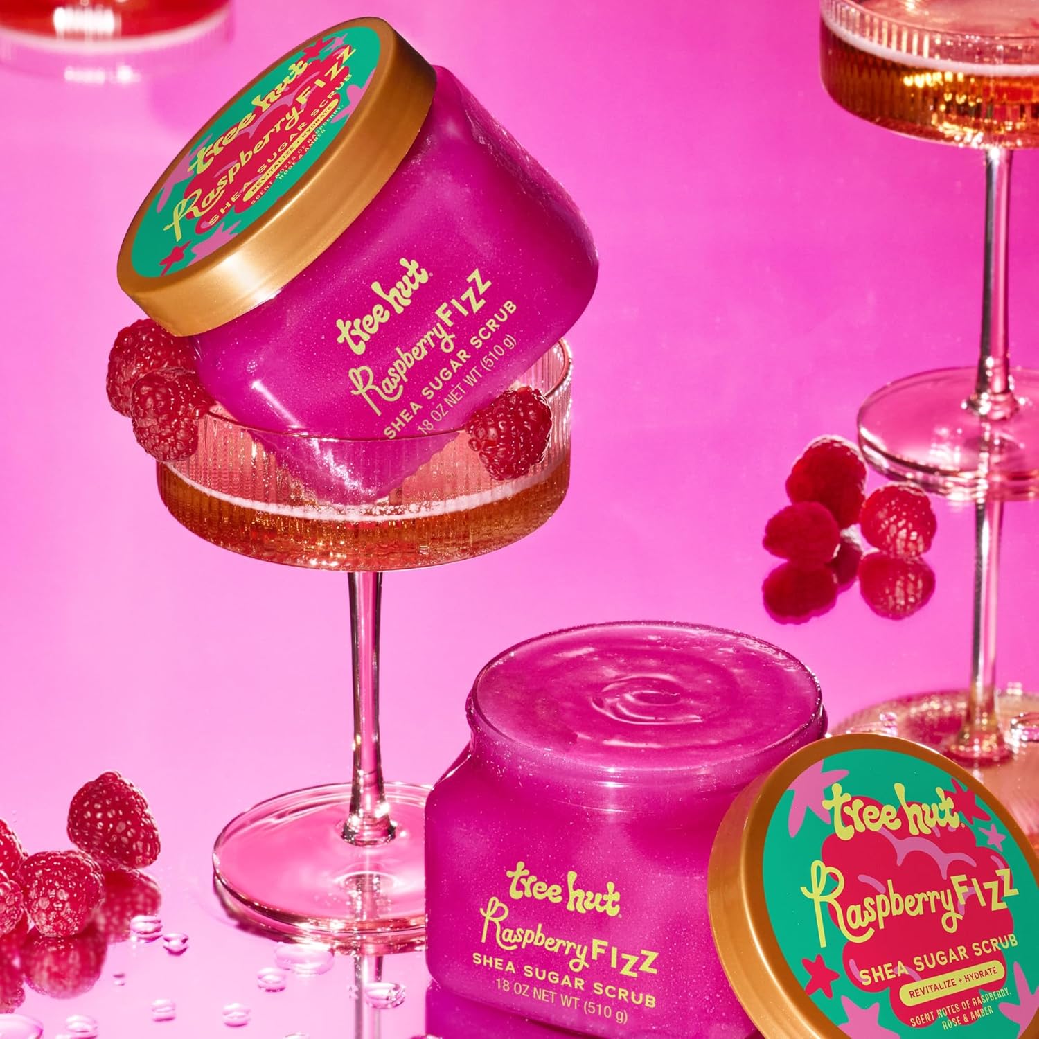 Tree Hut Raspberry Fizz Body Scrub, Exfoliating & Hydrating Sugar Scrub 18oz - view 5