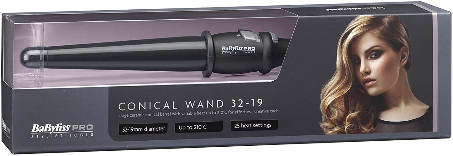 Babyliss Pro 32-19 Mm Black Conical Wand | Shop at CC Hair & Beauty UK