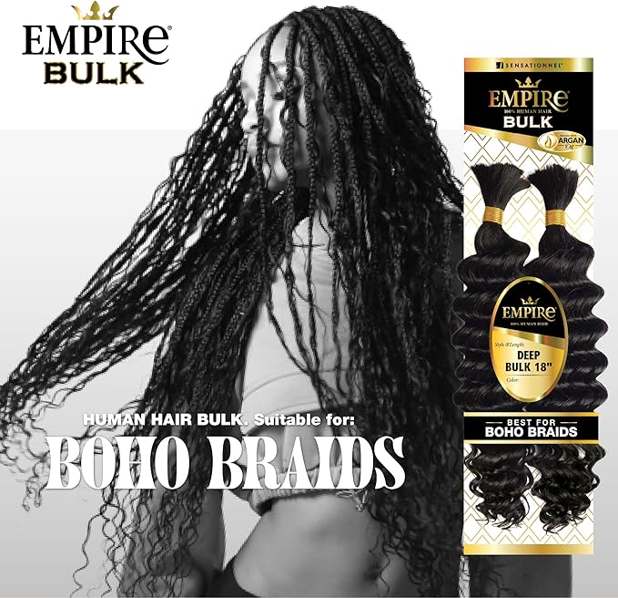 Sensationnel Empire Bulk Hair Braiding Deep Bulk Human Hair Boho Braids 18"22" - view 5