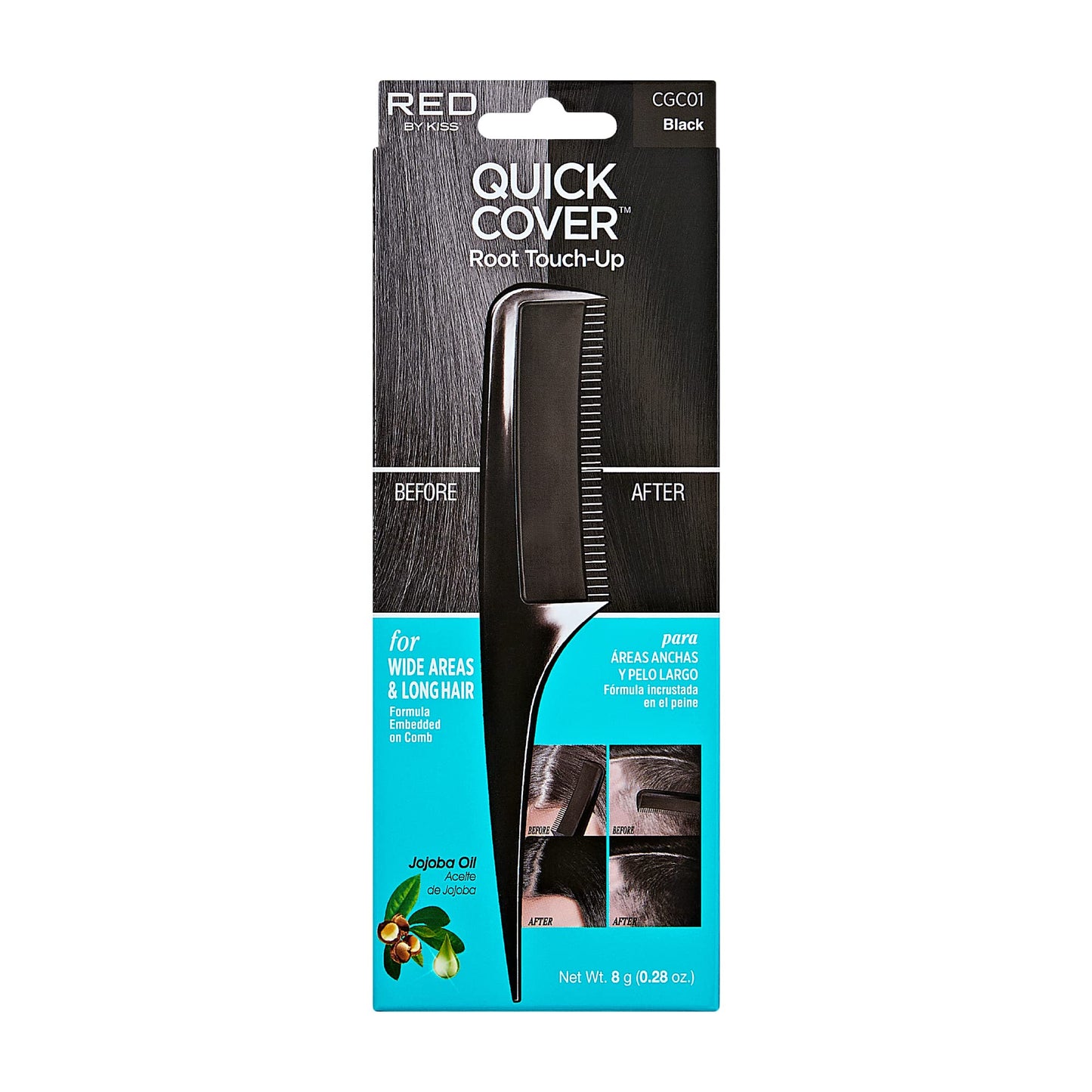 Kiss Colours Quick Cover Grey Hair Touch Up Comb - Black - product detail | CC Hair & Beauty