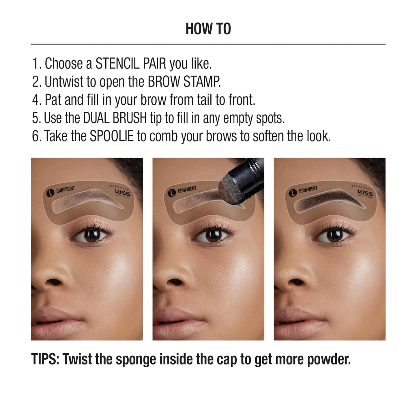 Kiss New York Instant Brow Stamp and Stencil Kit Powder Stamp Eyebrow Shaping Kit | CC Hair & Beauty UK