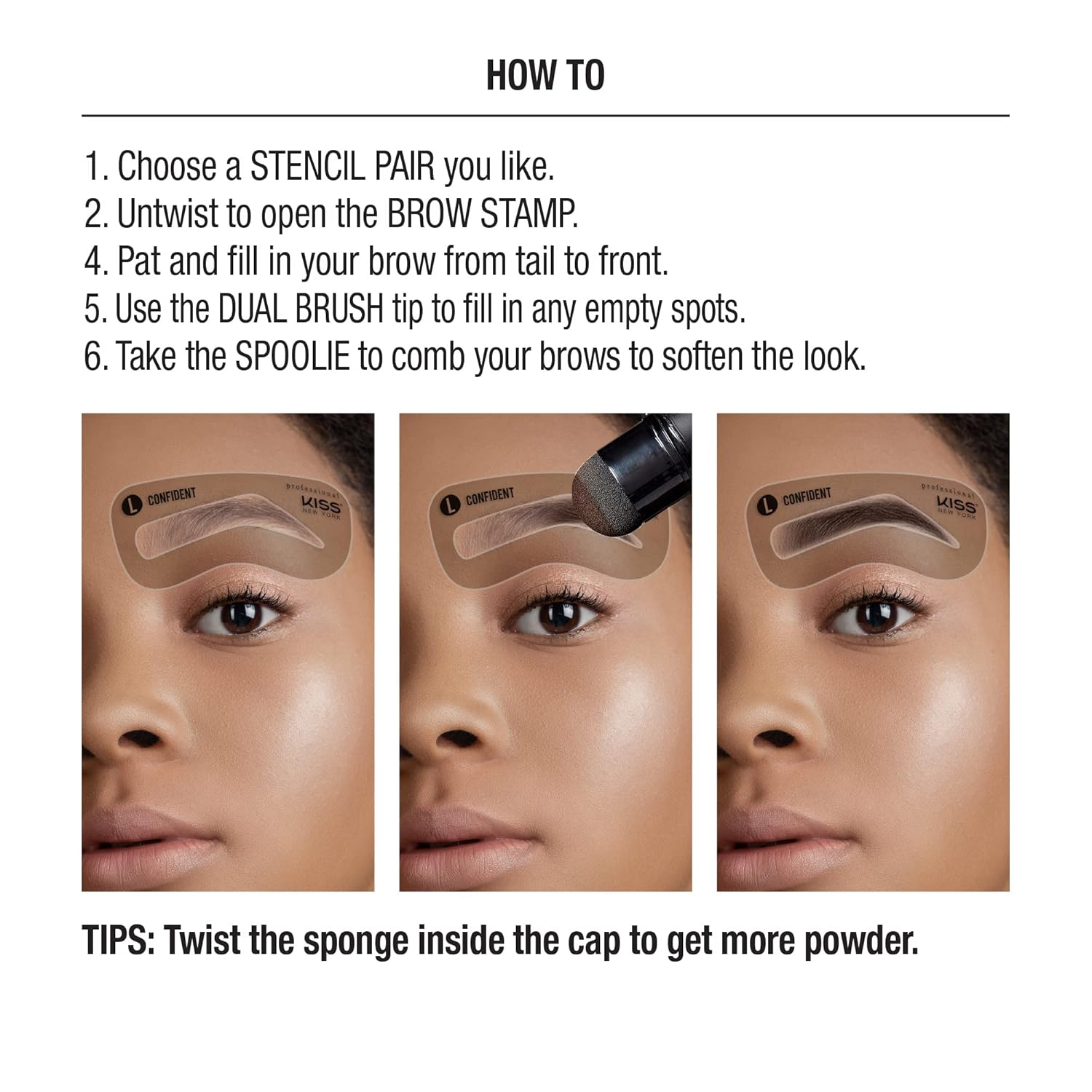 Kiss New York Instant Brow Stamp and Stencil Kit Powder Stamp Eyebrow Shaping Kit | CC Hair & Beauty UK