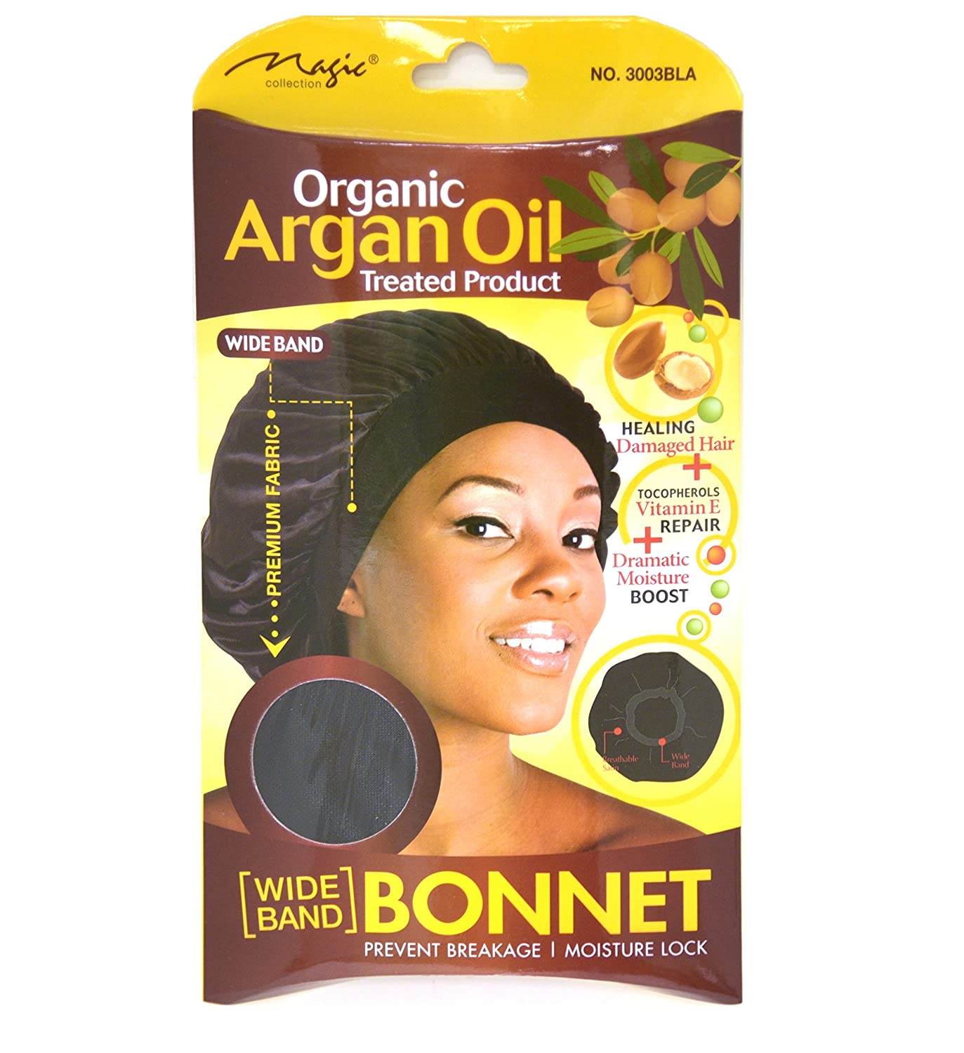 Magic Collection Organic Argan Oil Wide Band Bonnet No.3003Bla - product detail | CC Hair & Beauty