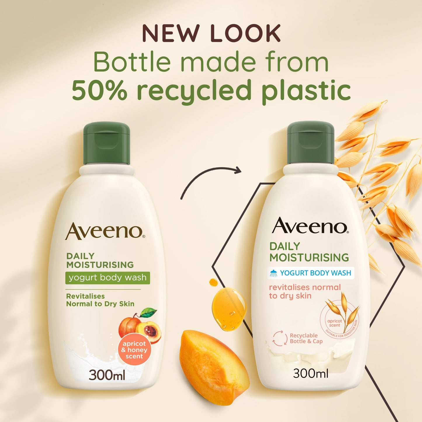 Aveeno Daily Moisturising Yogurt Body Wash Apricot & Honey Scent 300ml | CC Hair & Beauty UK