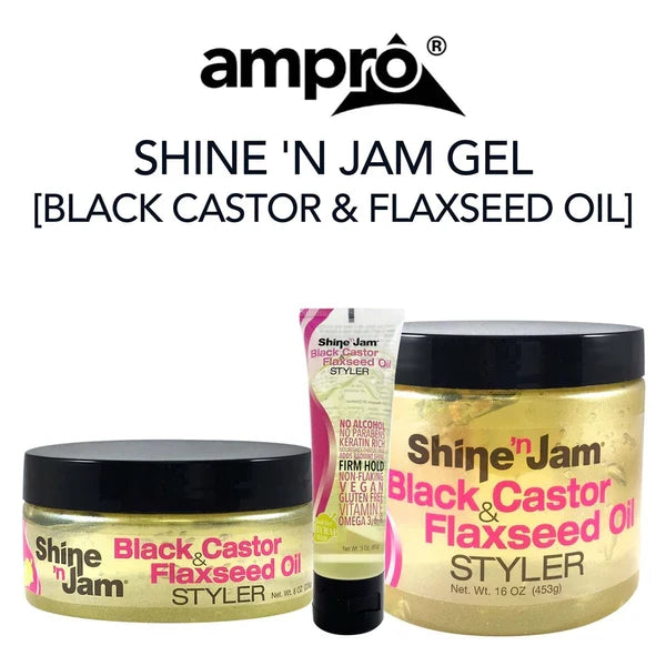Shine'N Jam Black Castor Oil& Flaxseed Oil Styler 8Oz | CC Hair & Beauty UK