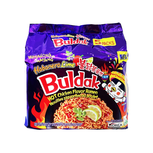 Buldak Habanero Lime Hot Chicken Flavour Ramen Noodles 5 Pack 700g