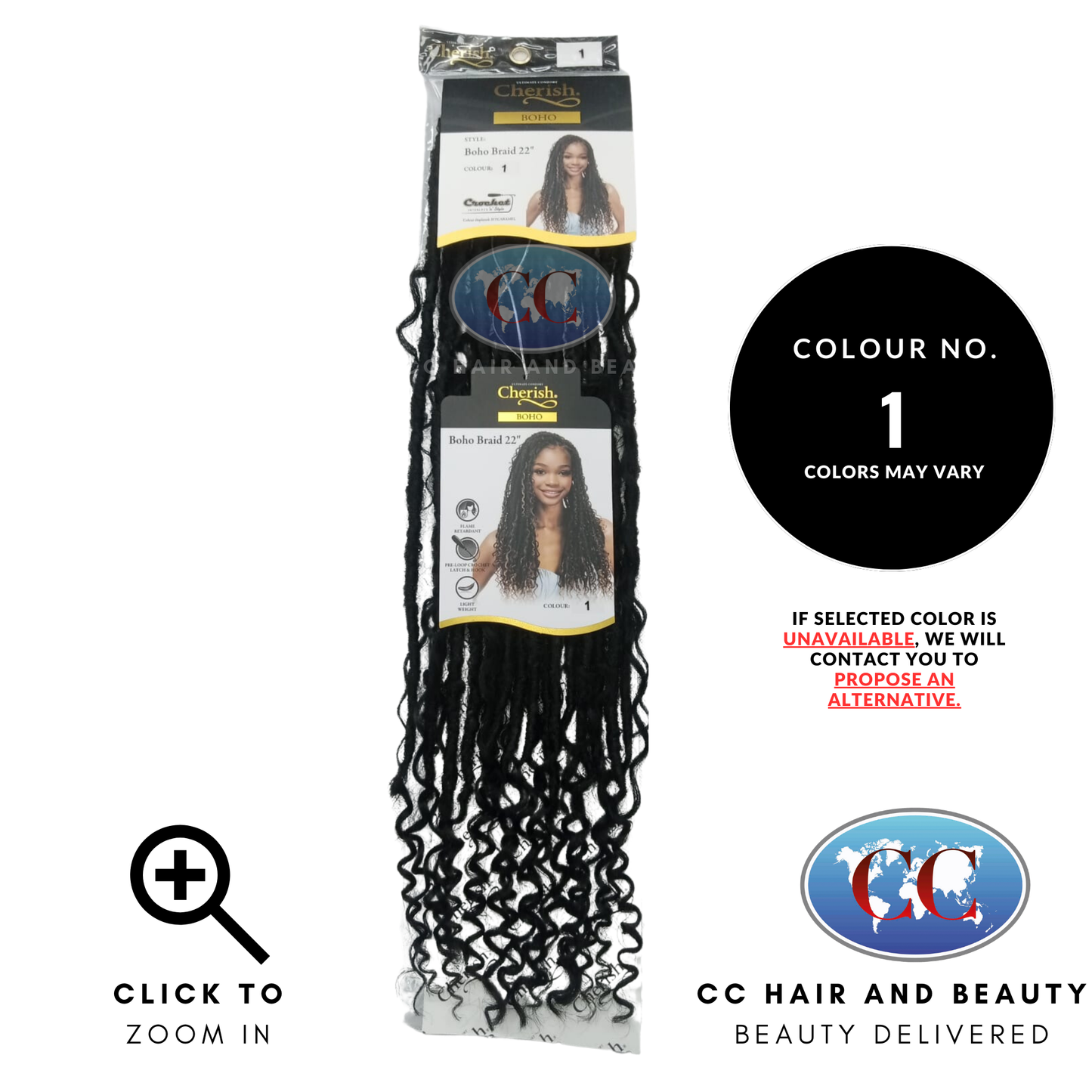 Cherish Synthetic Hair Boho Braids 22" - product detail | CC Hair & Beauty