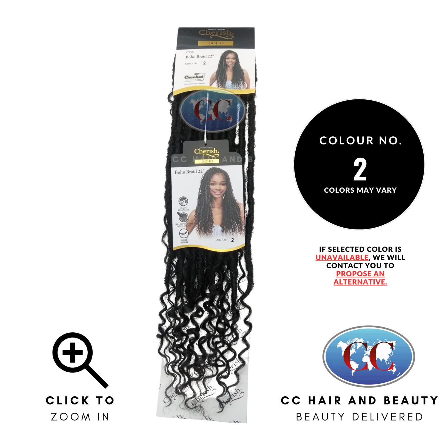 Cherish Synthetic Hair Boho Braids 22" - product detail | CC Hair & Beauty