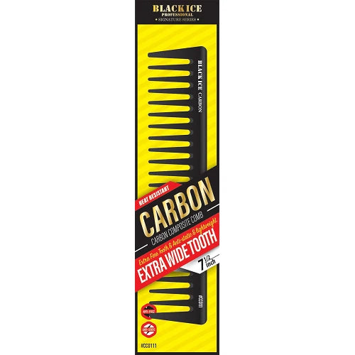 Black Ice Carbon Extra Wide Comb 7.5"  #CC0111 | Shop at CC Hair & Beauty UK