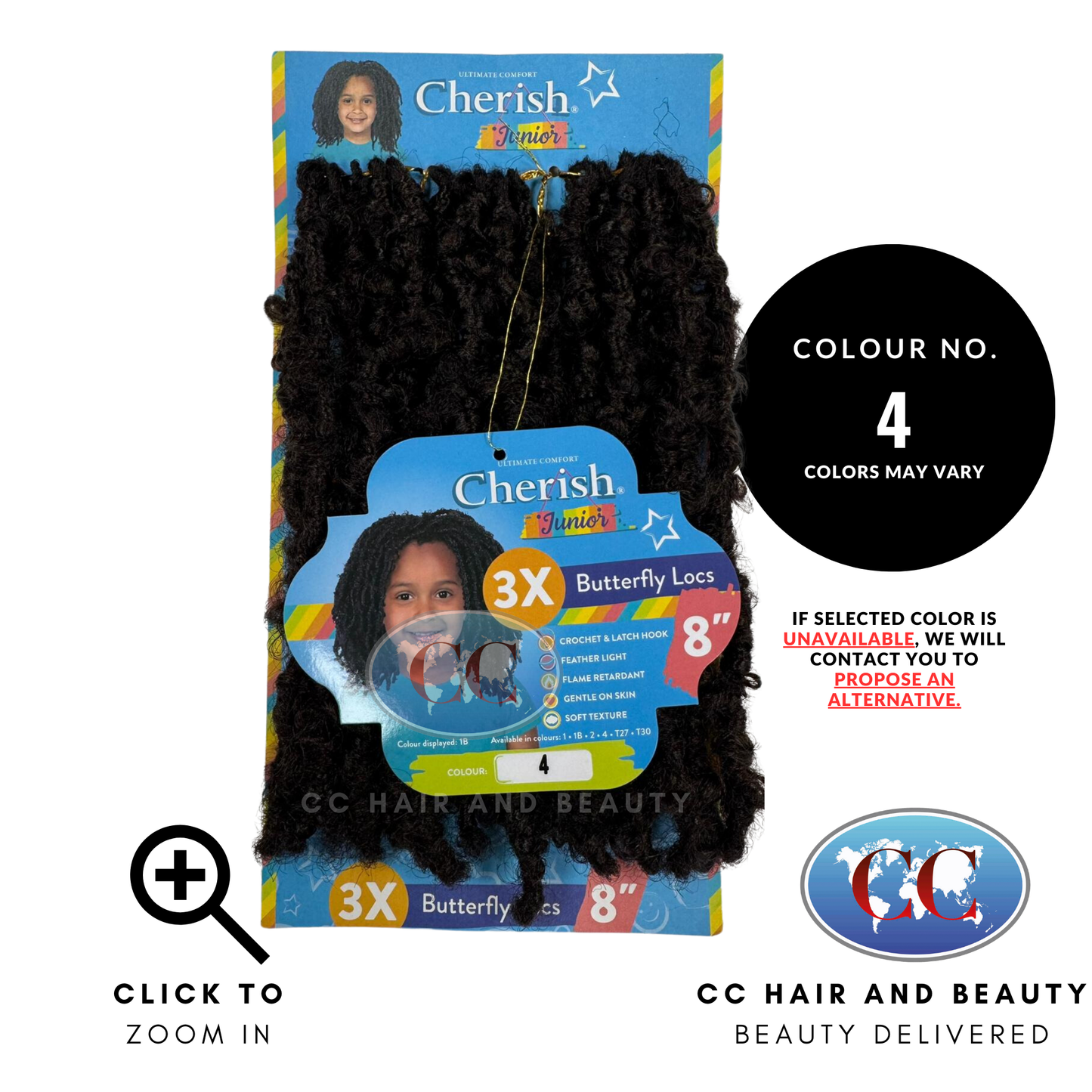 Cherish Synthetic Junior Kids Crochet Braid Hair - Butterfly Locs 8'' | CC Hair & Beauty UK