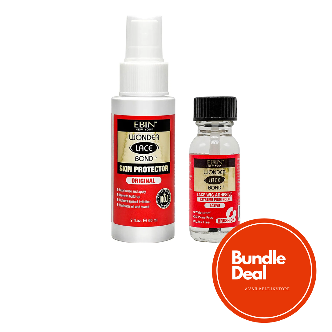 Ebin Wonder Lace Bond Skin Protector 2oz & Lace Hold Adhesive Extreme Firm Hold 0.5oz Bundle